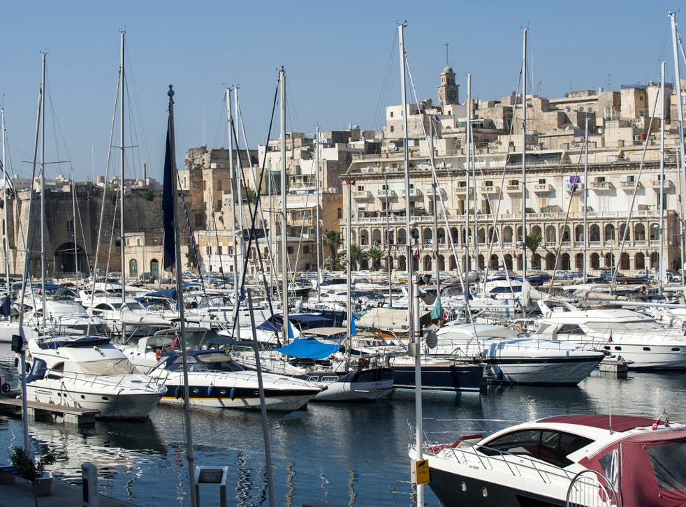 Moored sailboats in Malta
