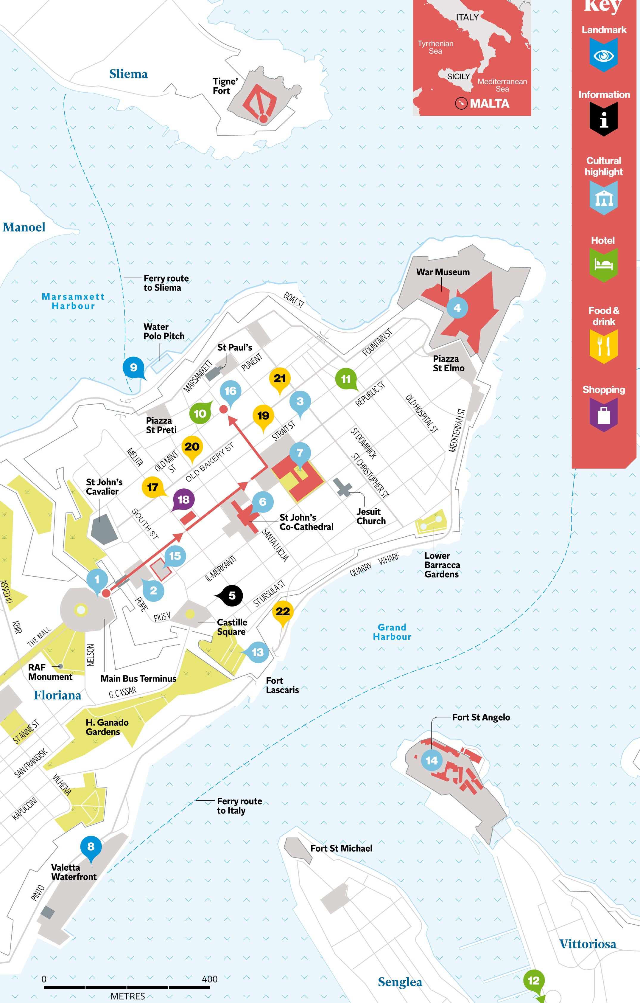 Valletta Travel map
