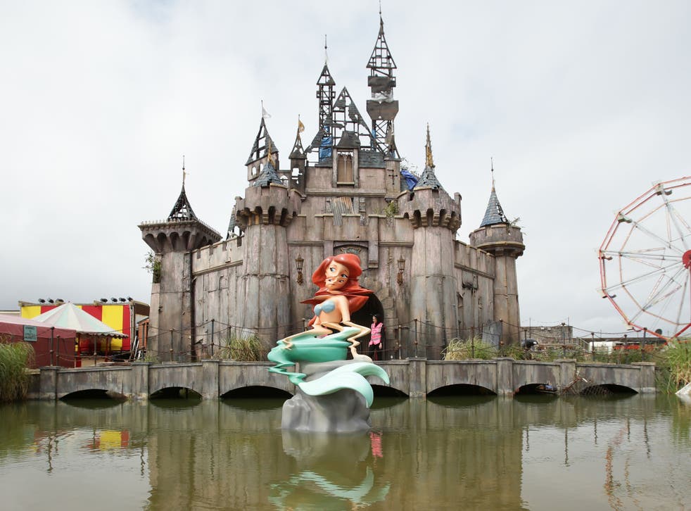 The Little Mermaid sculpture at Banksy's 'Dismaland'