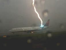 Lightning bolt hits Delta Airlines passenger plane in video