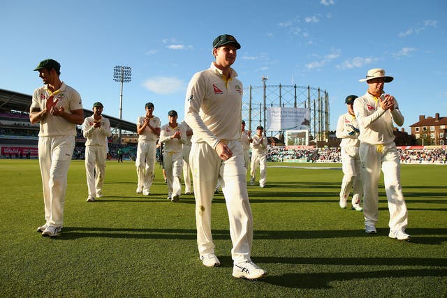 Steve Smith of Australia walks from the ground at stumps during day two