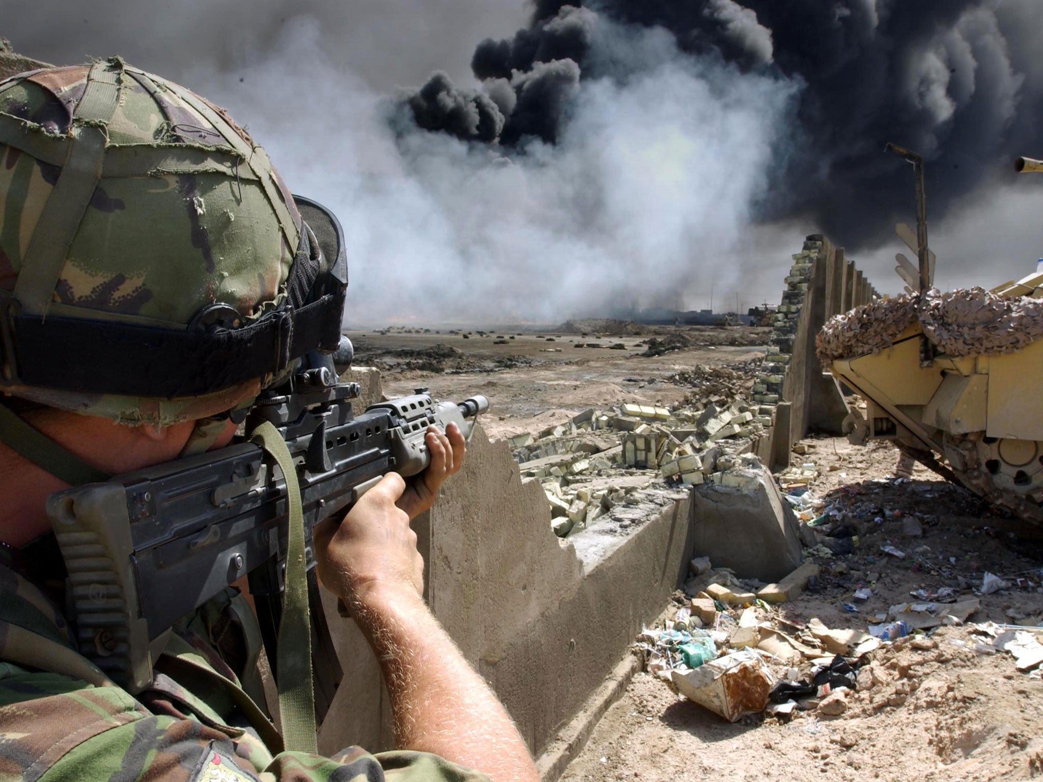 A British soldier in Basra, Iraq in 2003. The conflict still casts a shadow over Westminster