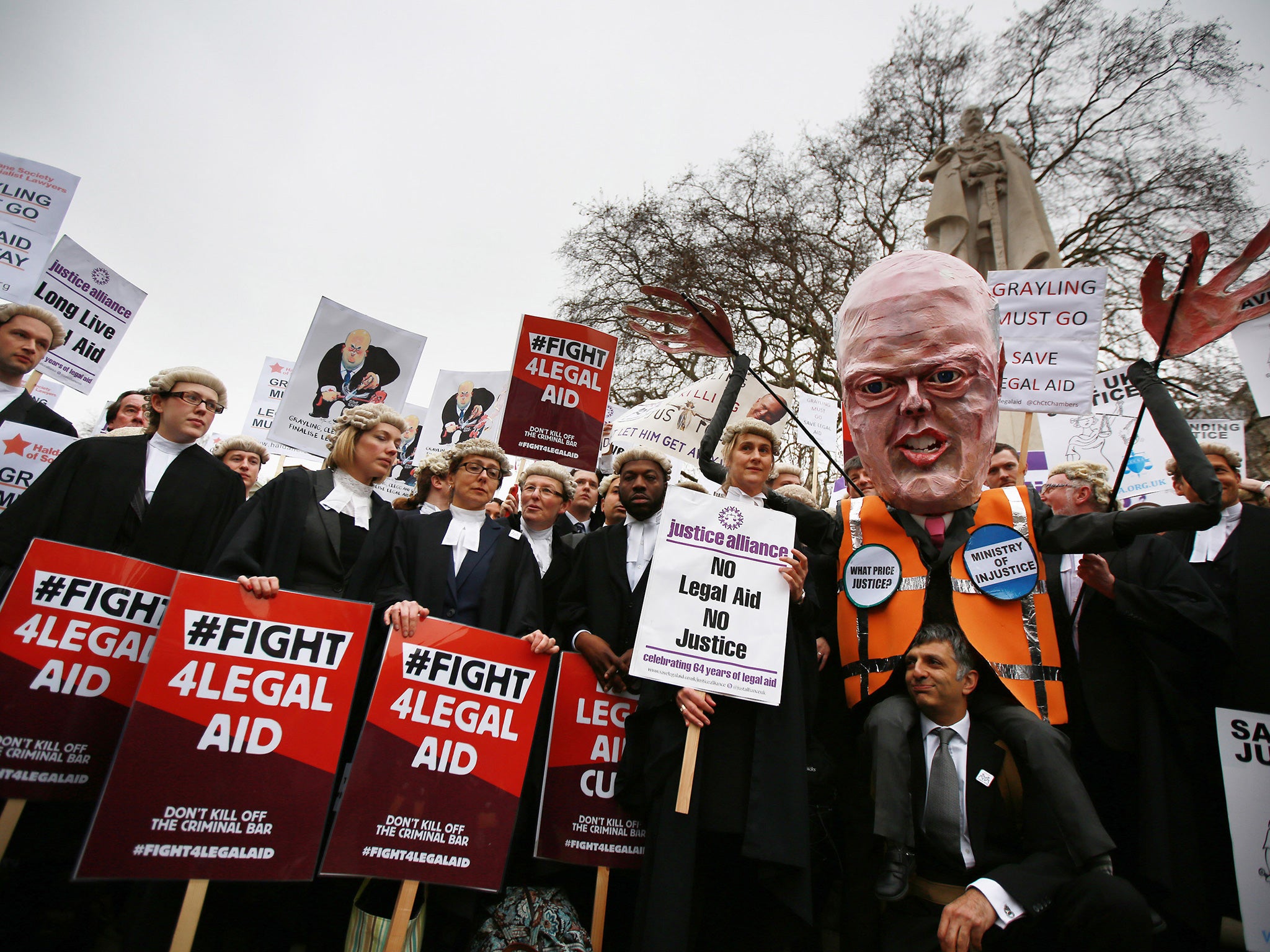 Lawyers have been protesting against sweeping cuts to legal aid fees