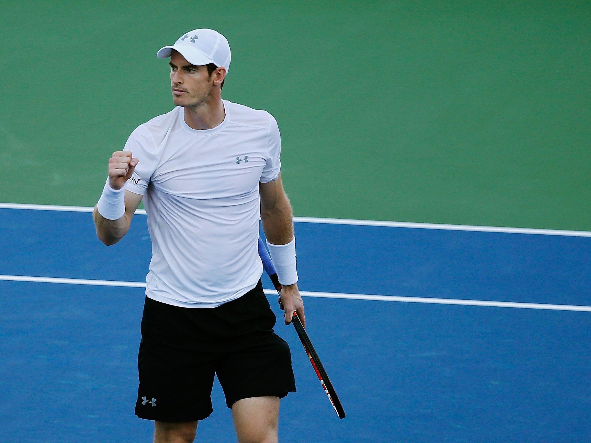 Andy Murray wins a point in his quarter-final victory over Richard Gasquet