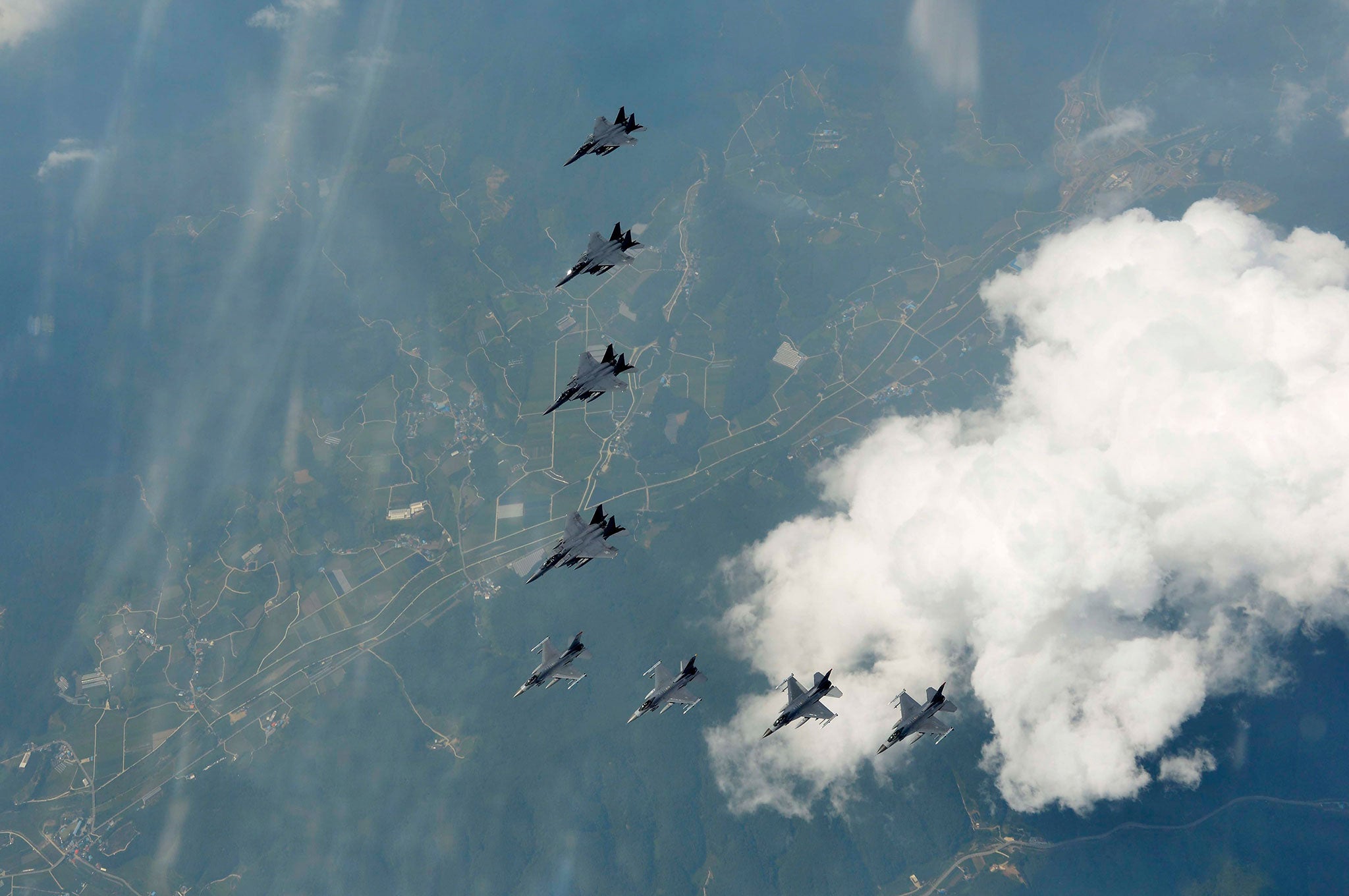 South Korean and US fighter jets flying over South Korea in a show of force against North Korean threats of provocation