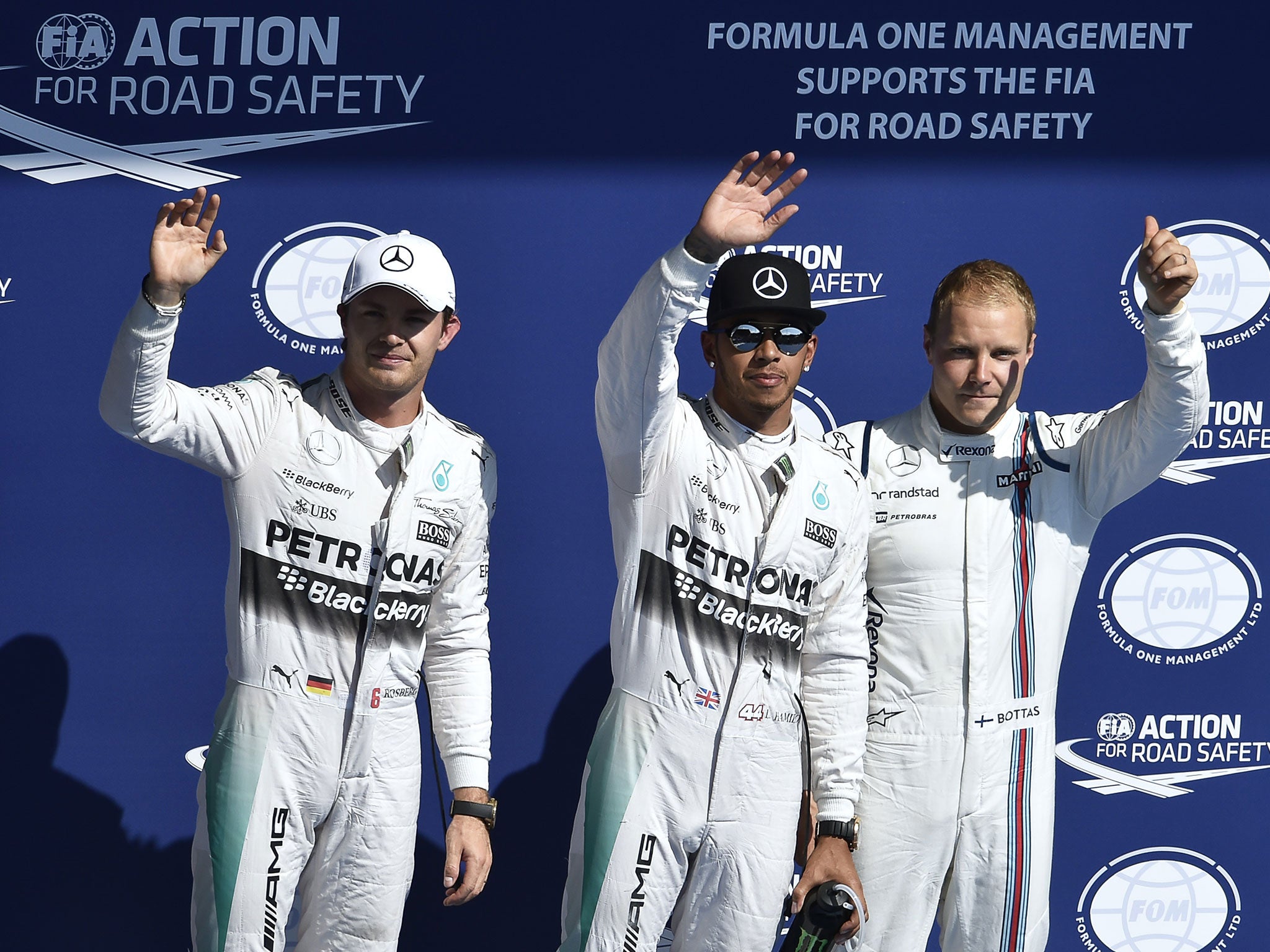 Lewis Hamilton will start the Belgian Grand Prix from pole ahead of Nico Rosberg and Valterri Bottas