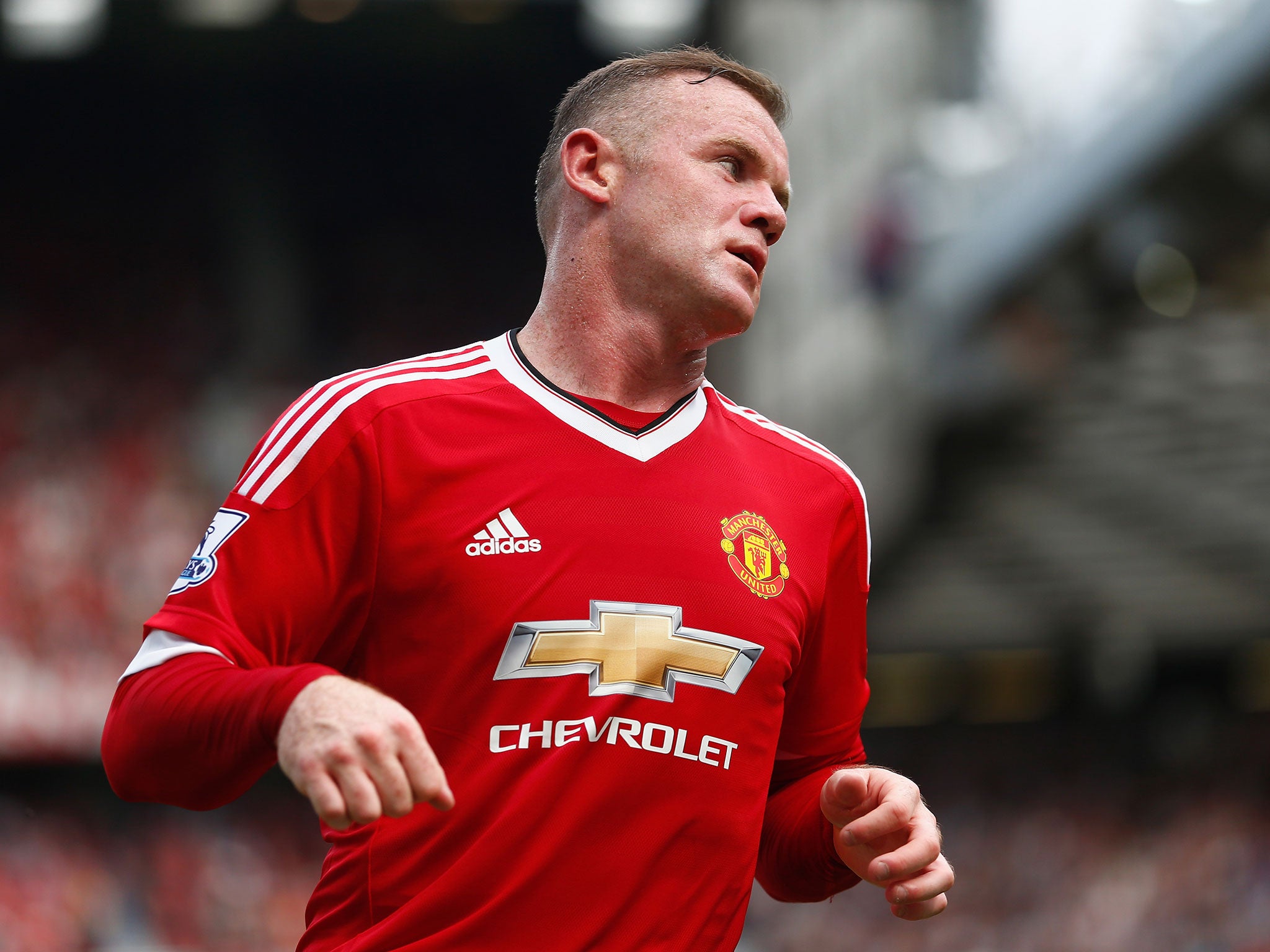 Manchester United striker Wayne Rooney reacts after a missed chance