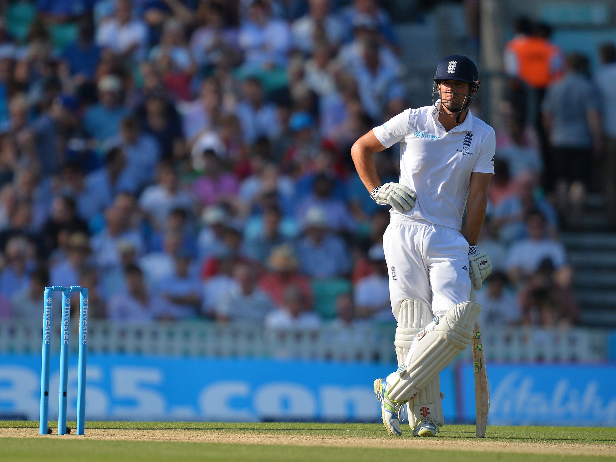 England captain Alastair Cook saw five batting partners come and go on day three