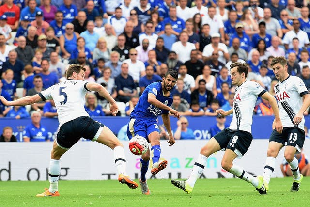 Riyad Mahrez scores for Leicester to equalise against Tottenham