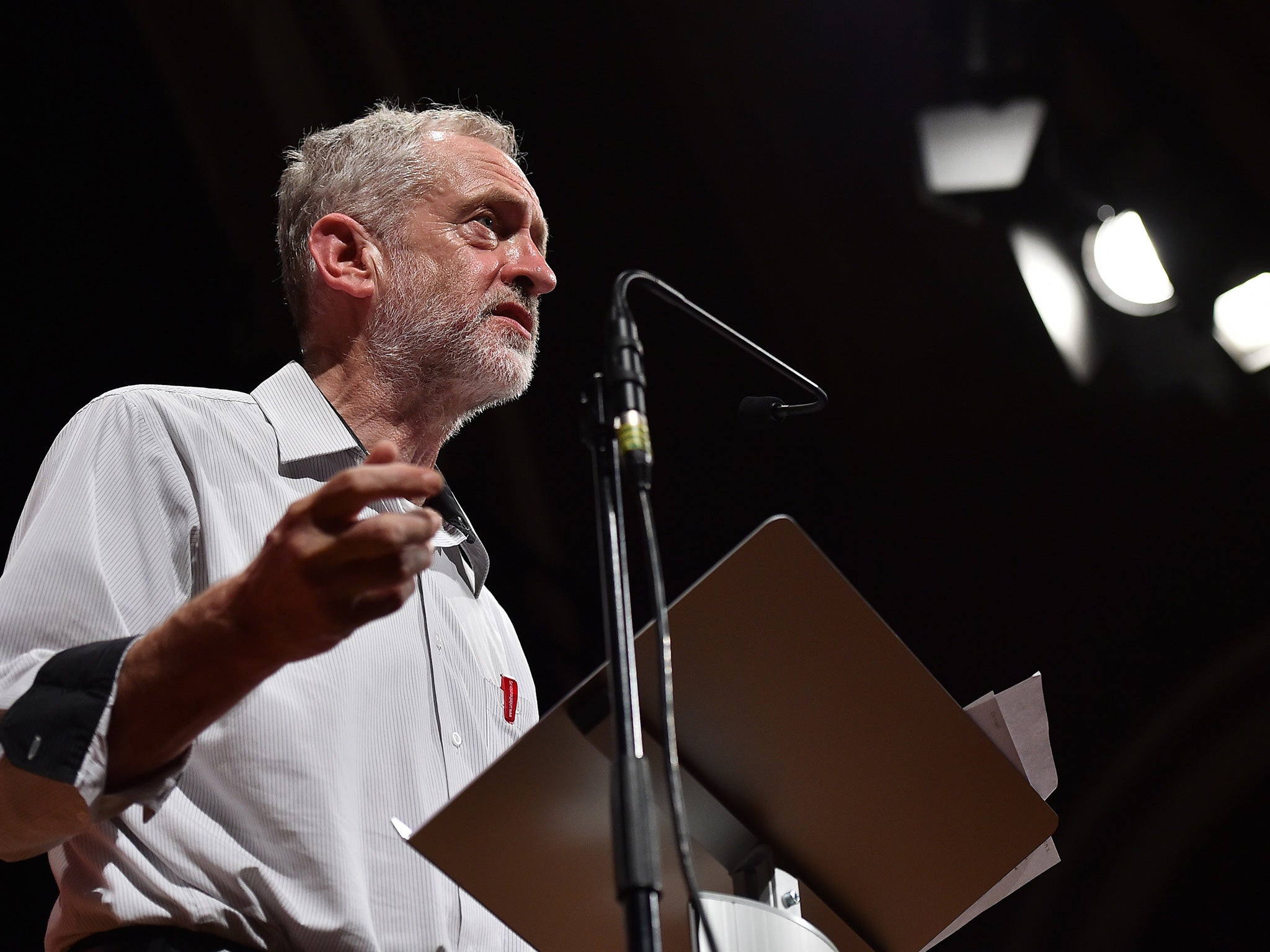 British Labour party leadership contender Jeremy Corbyn addresses a speech in west London (AFP)