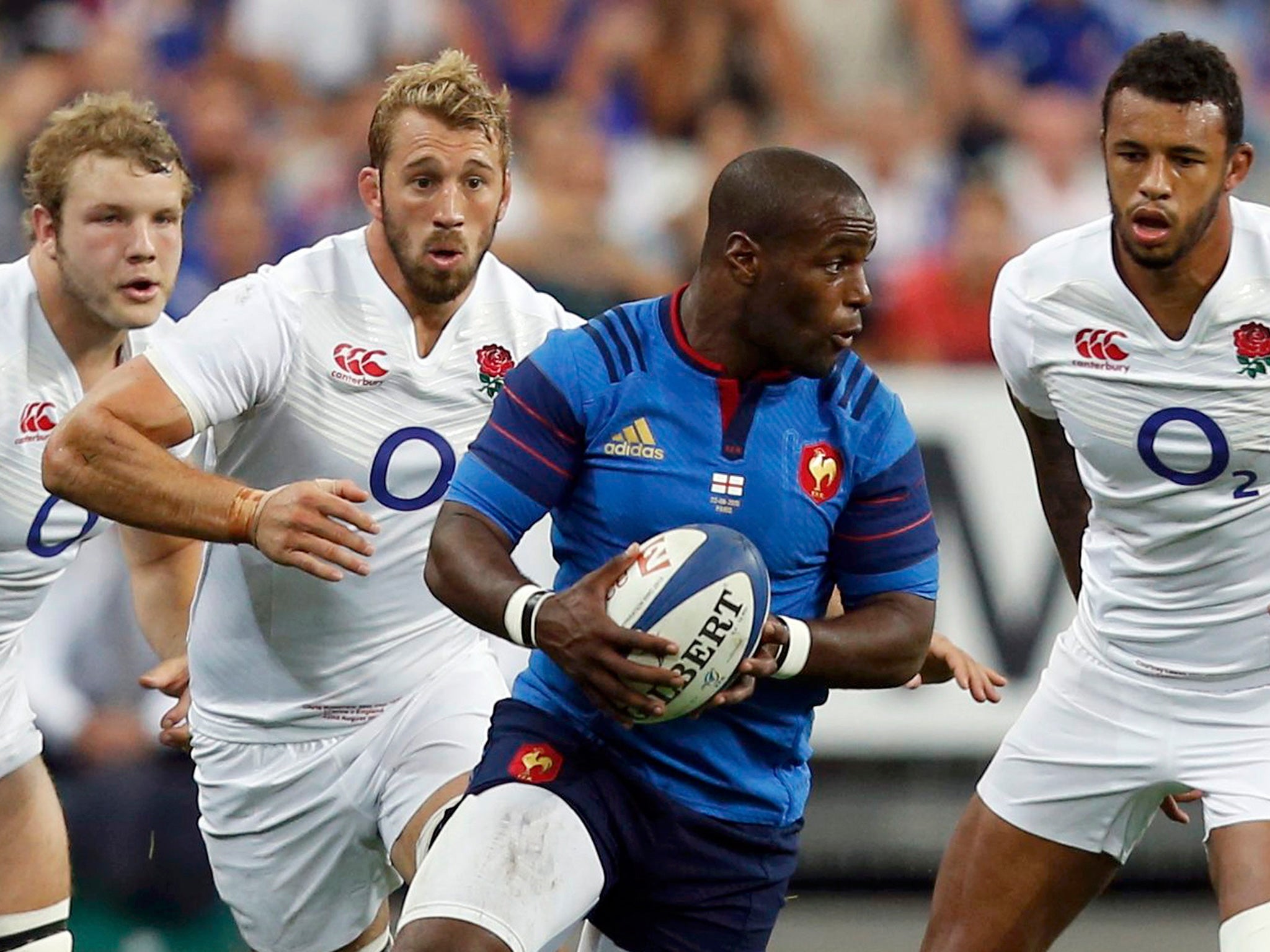 France's Eddy Ben Arous leaves a host of England players trailing in his wake