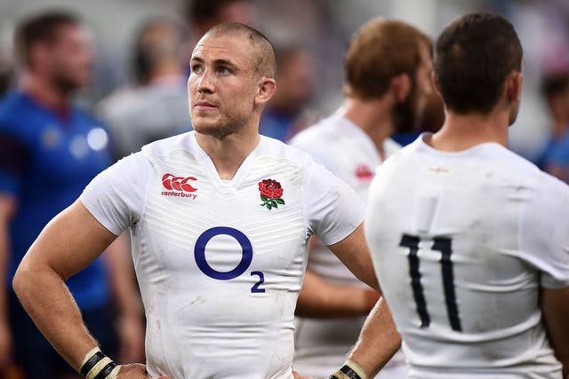 Mike Brown stands dejected after the World Cup Warm Up match at the Stade-de-France 