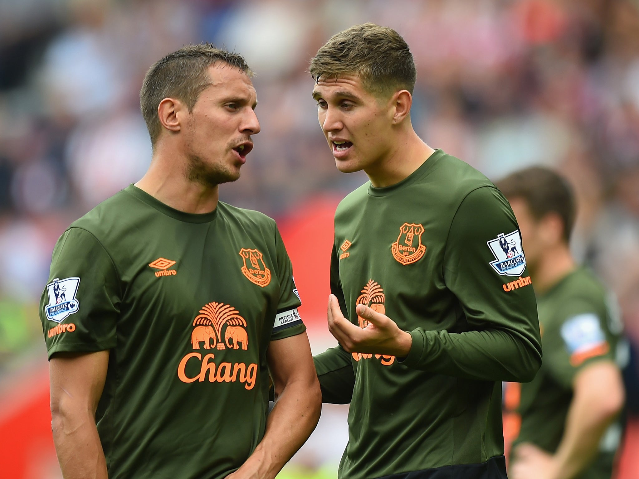 Phil Jagielka (left) and John Stones have both been the subject of unwanted transfer-window speculation