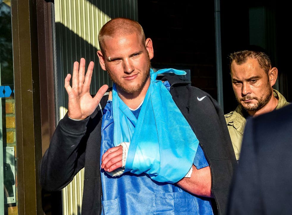 Airman Spencer Stone leaves hospital after the ordeal (AFP/Getty)
