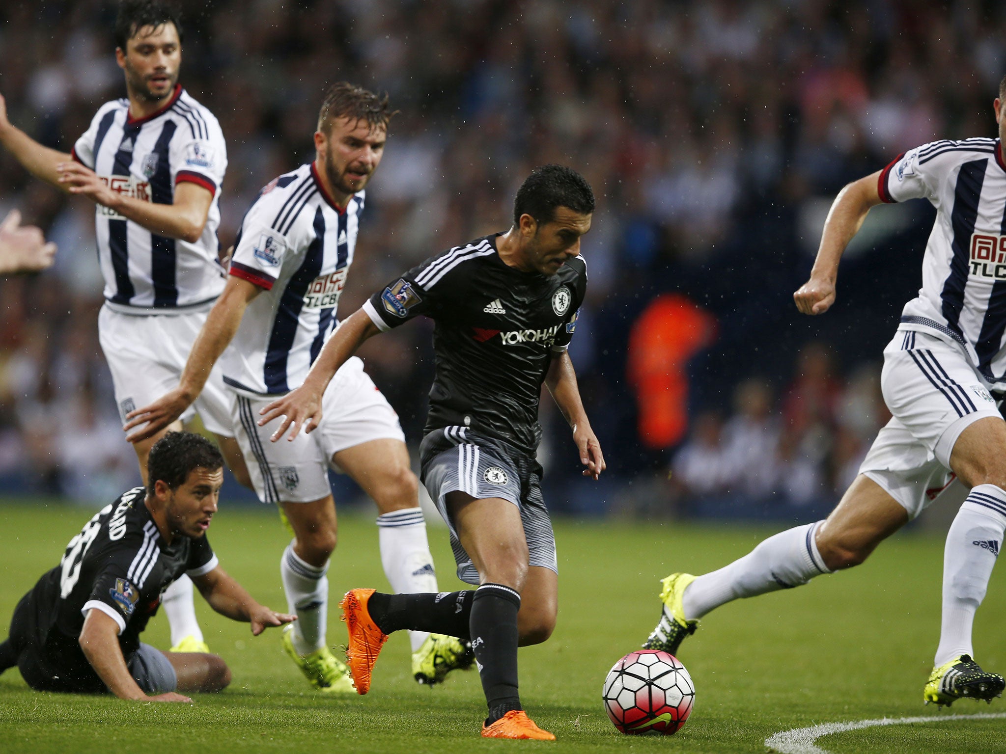 Pedro runs at the West Brom defence