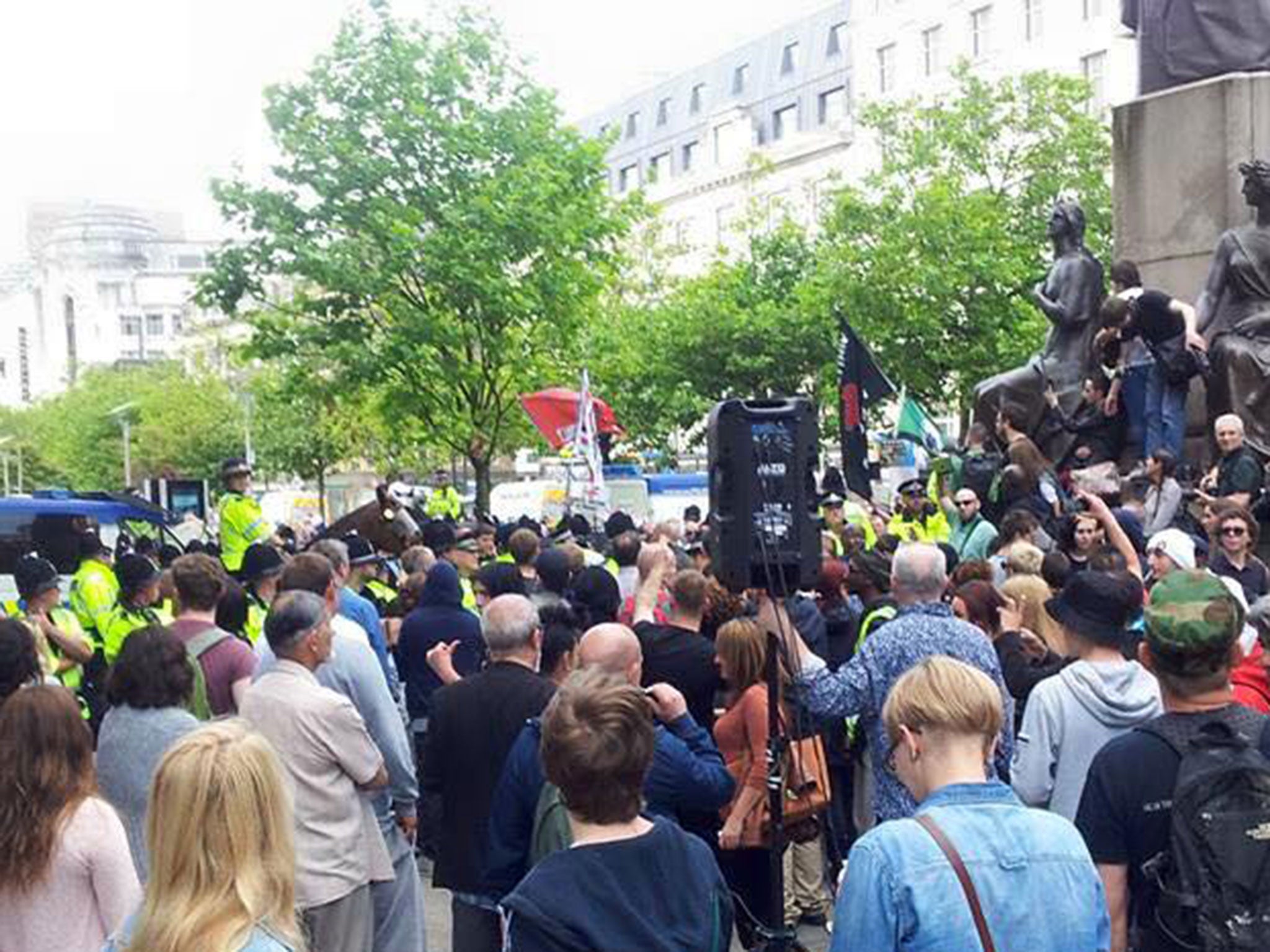 Around 40 far-right protesters and 200 counter protesters met in Manchester city centre yesterday