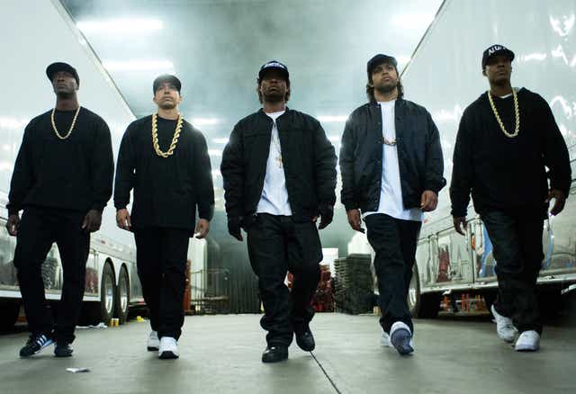 NWA in a scene from 'Straight Outta Compton'