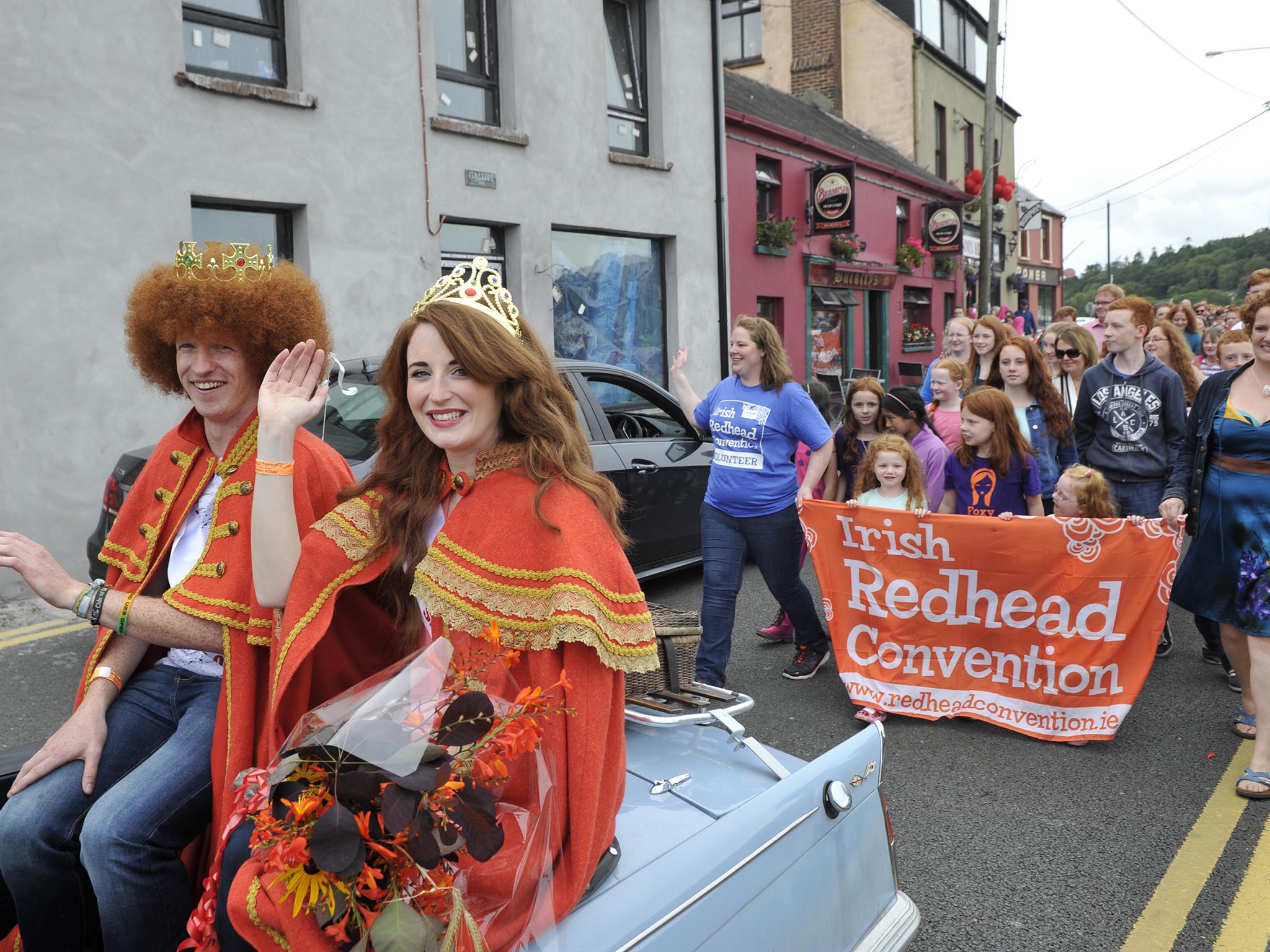 Newly crowned Redhead King and Queen, Alan Reidy and Grainne Keena take a celebratory drive