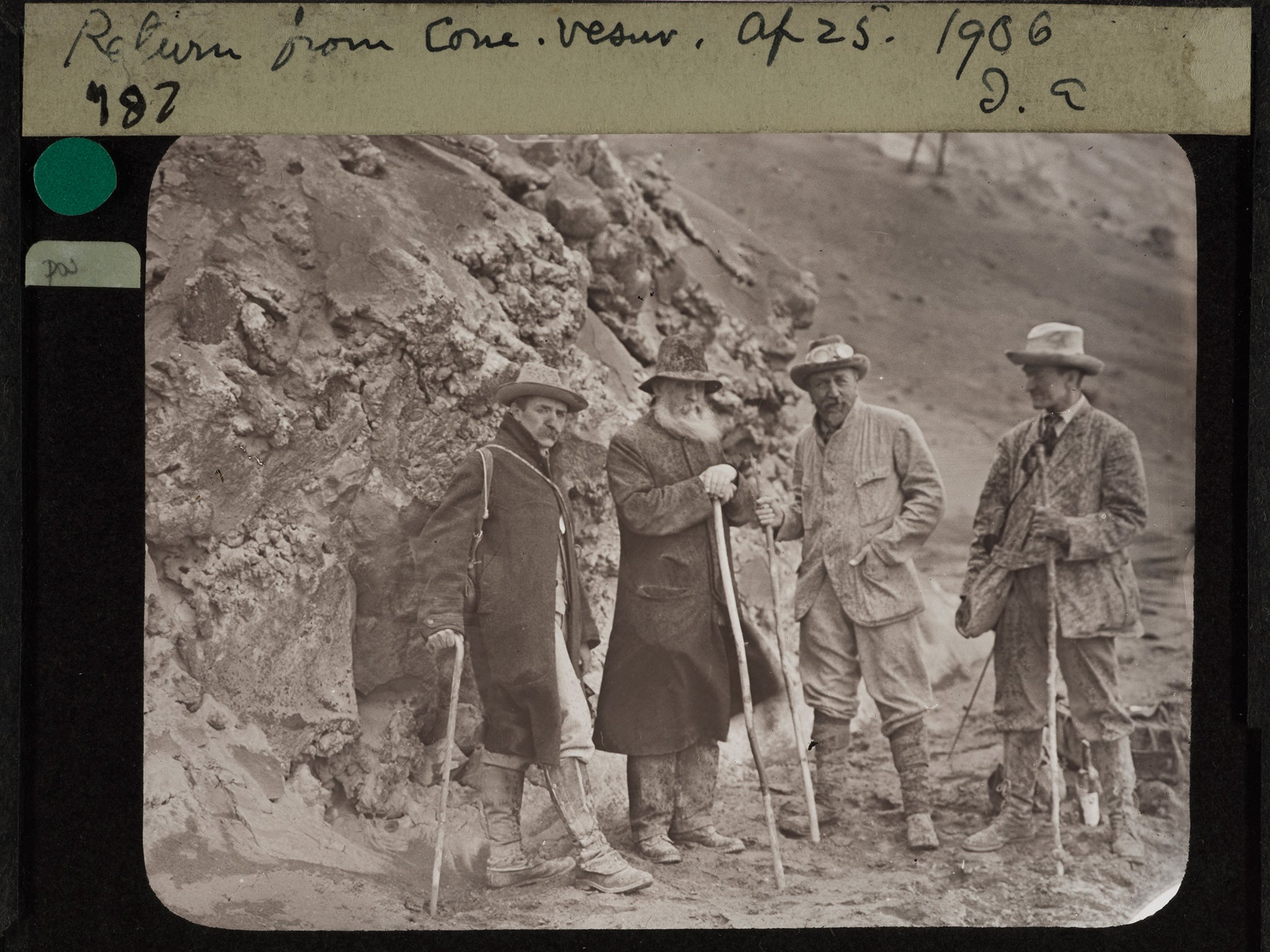 Tempest Anderson (second from right) and three others returning from Mount Vesuvius