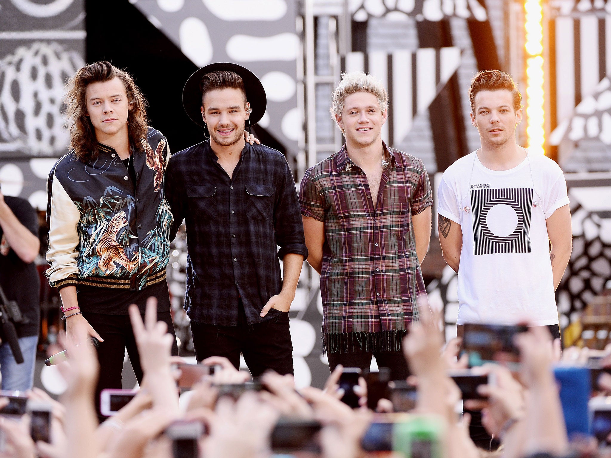 Harry Styles, Liam Payne, Niall Horan, and Louis Tomlinson of One Direction perform on ABC's 'Good Morning America'