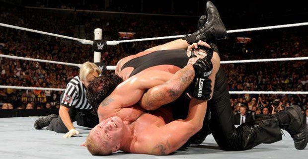 Lesnar locks in the Kimora on Undertaker