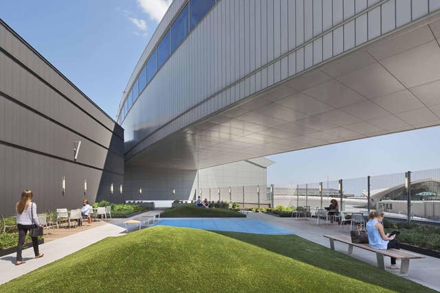 The roof garden at JFK's T5 allows travellers to stretch their legs