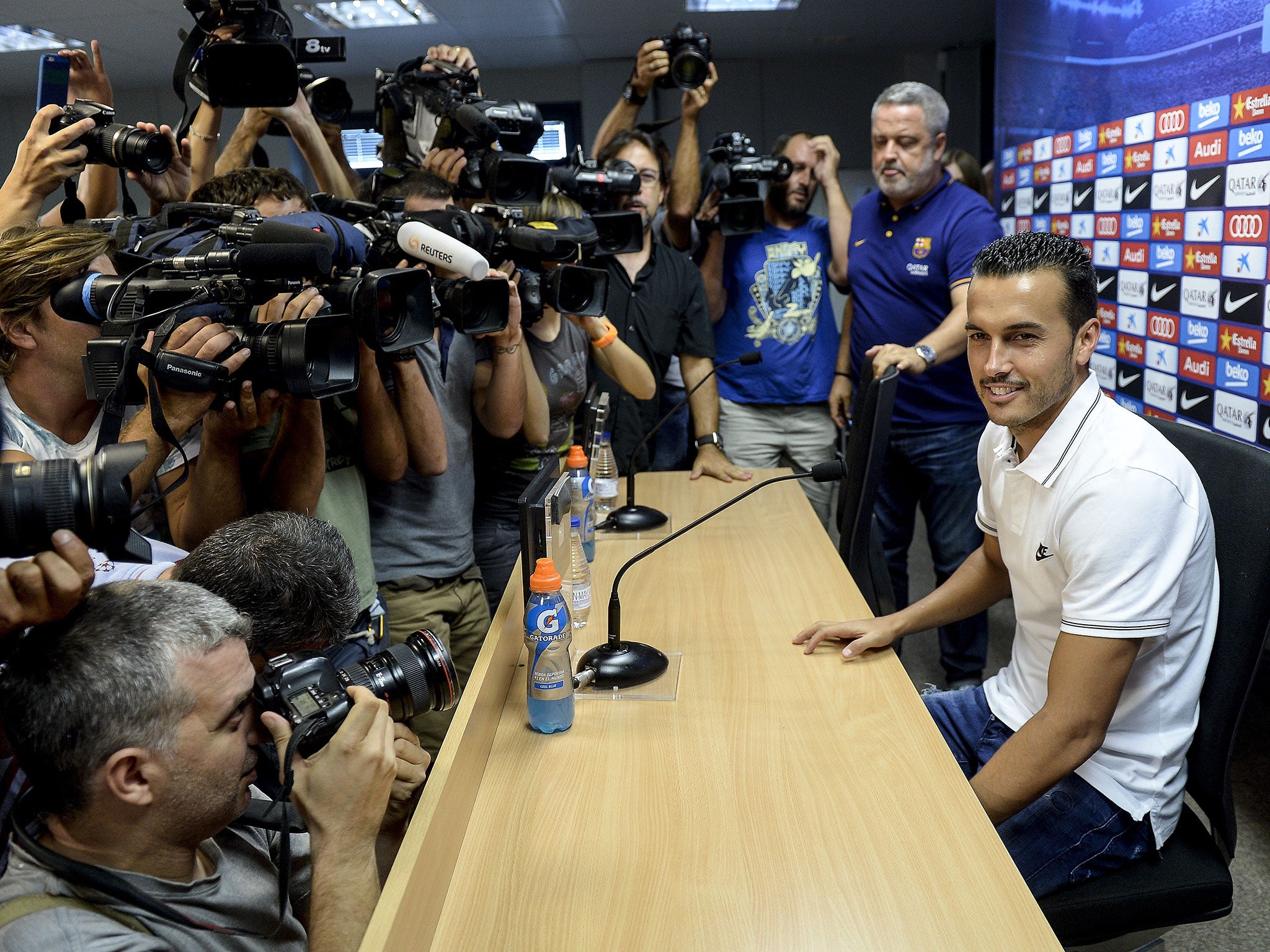 Pedro at his official Barcelona exit press conference
