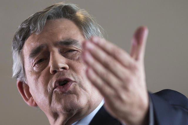 Gordon Brown delivers a speech on the Labour Party's leadership election in London, Britain August 16, 2015