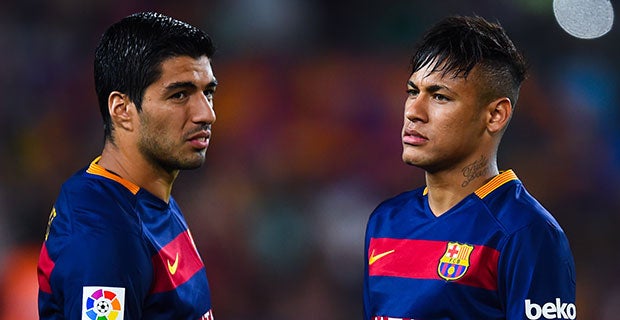 Luis Suarez and Neymar in action for Barcelona