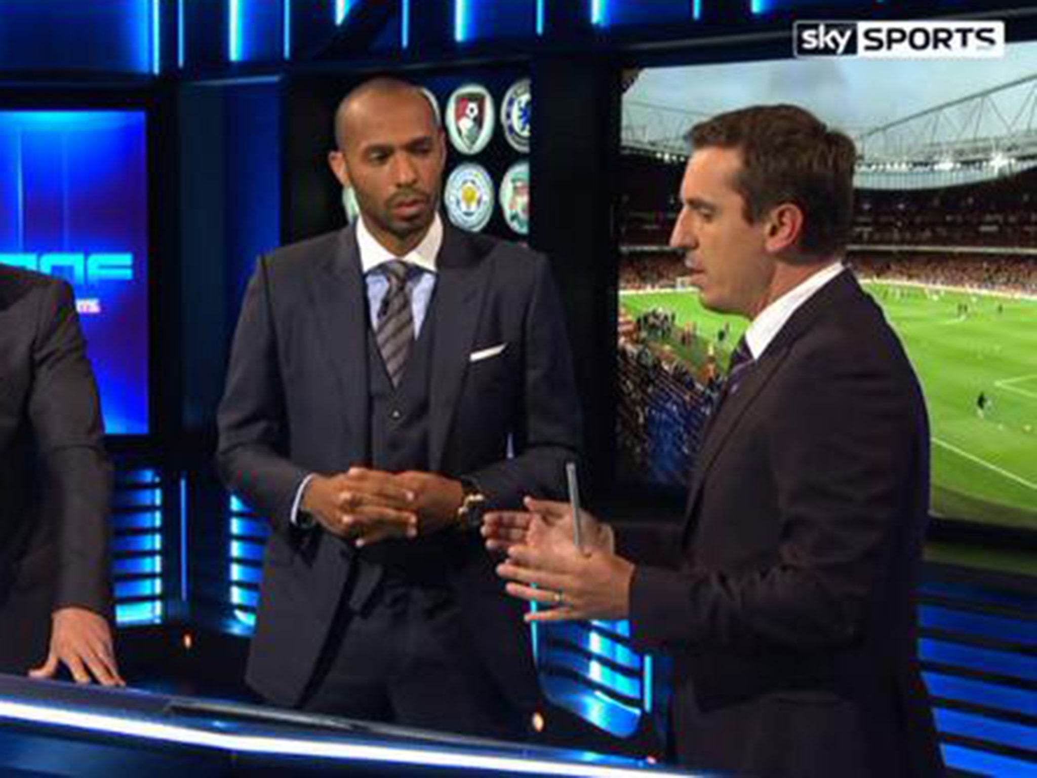 Thierry Henry joins Gary Neville and Jamie Carragher in the Monday Night Football studio