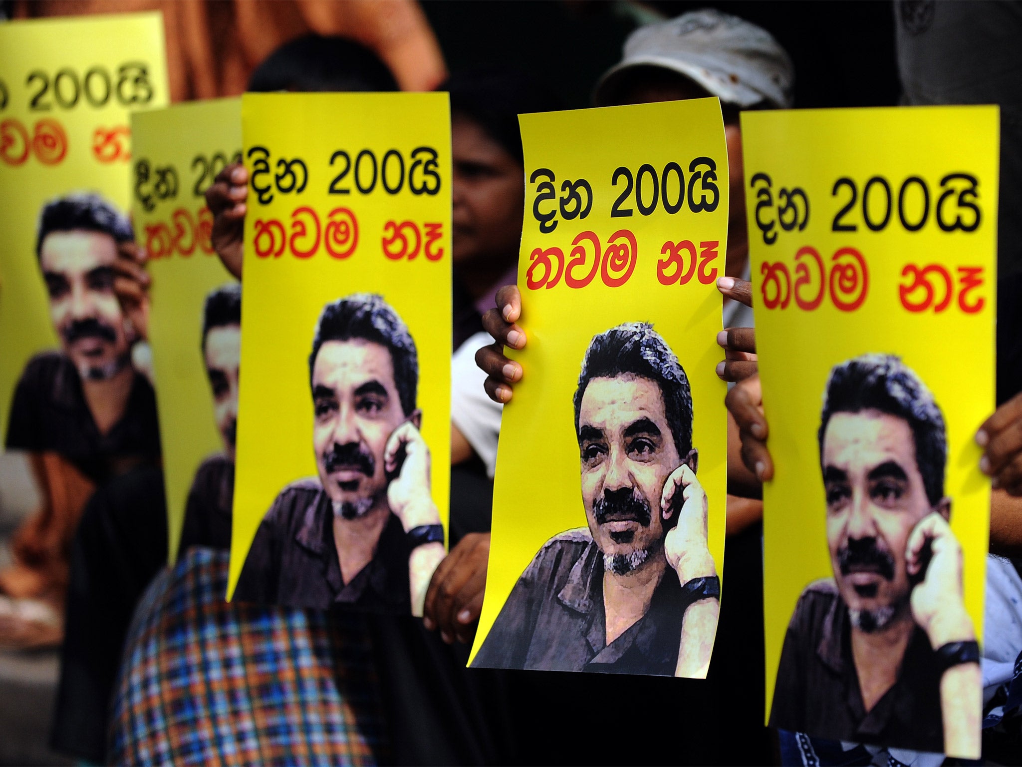 Protest held for the missing journalist in Colombo in 2010