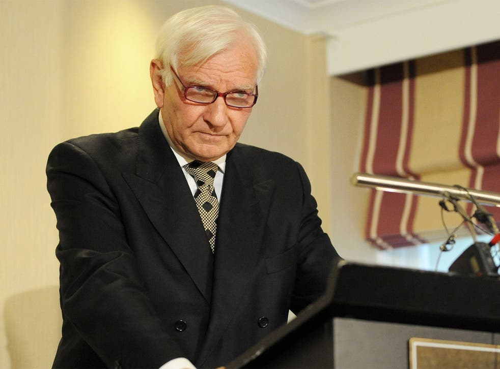 Harvey Proctor speaking at a press conference in London after he was interviewed for a second time by detectives investigating child sex abuse