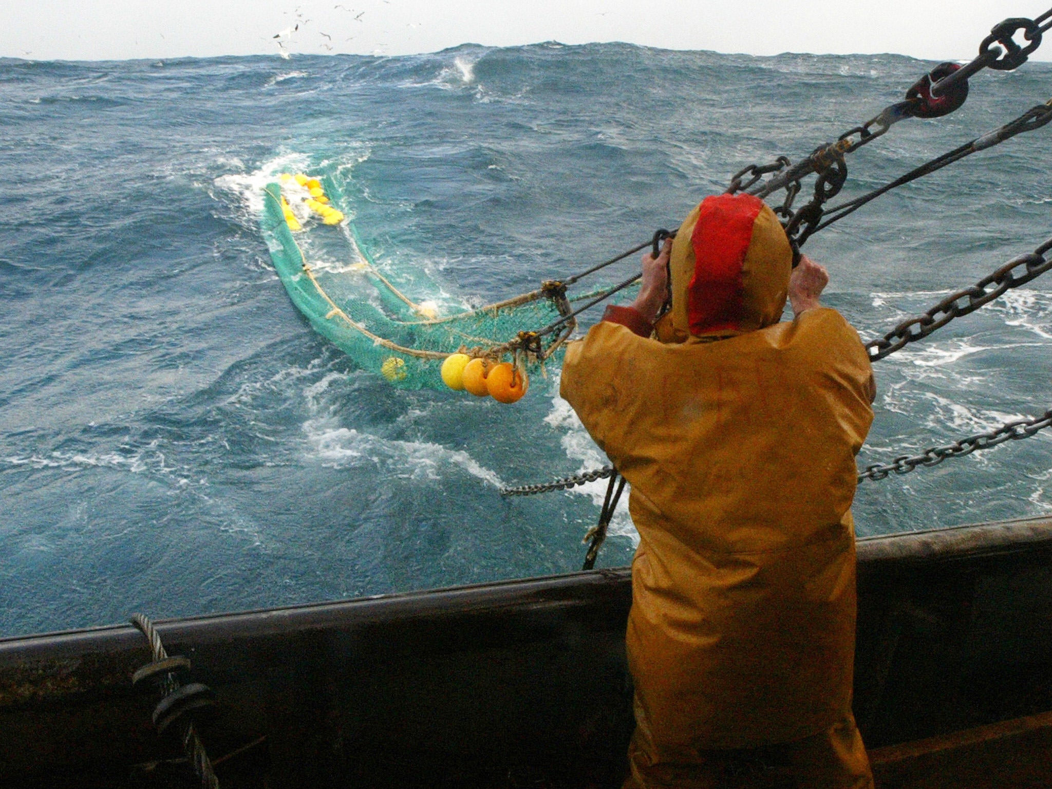 A trawler fisherman casts their net in the Irish Sea. File photo