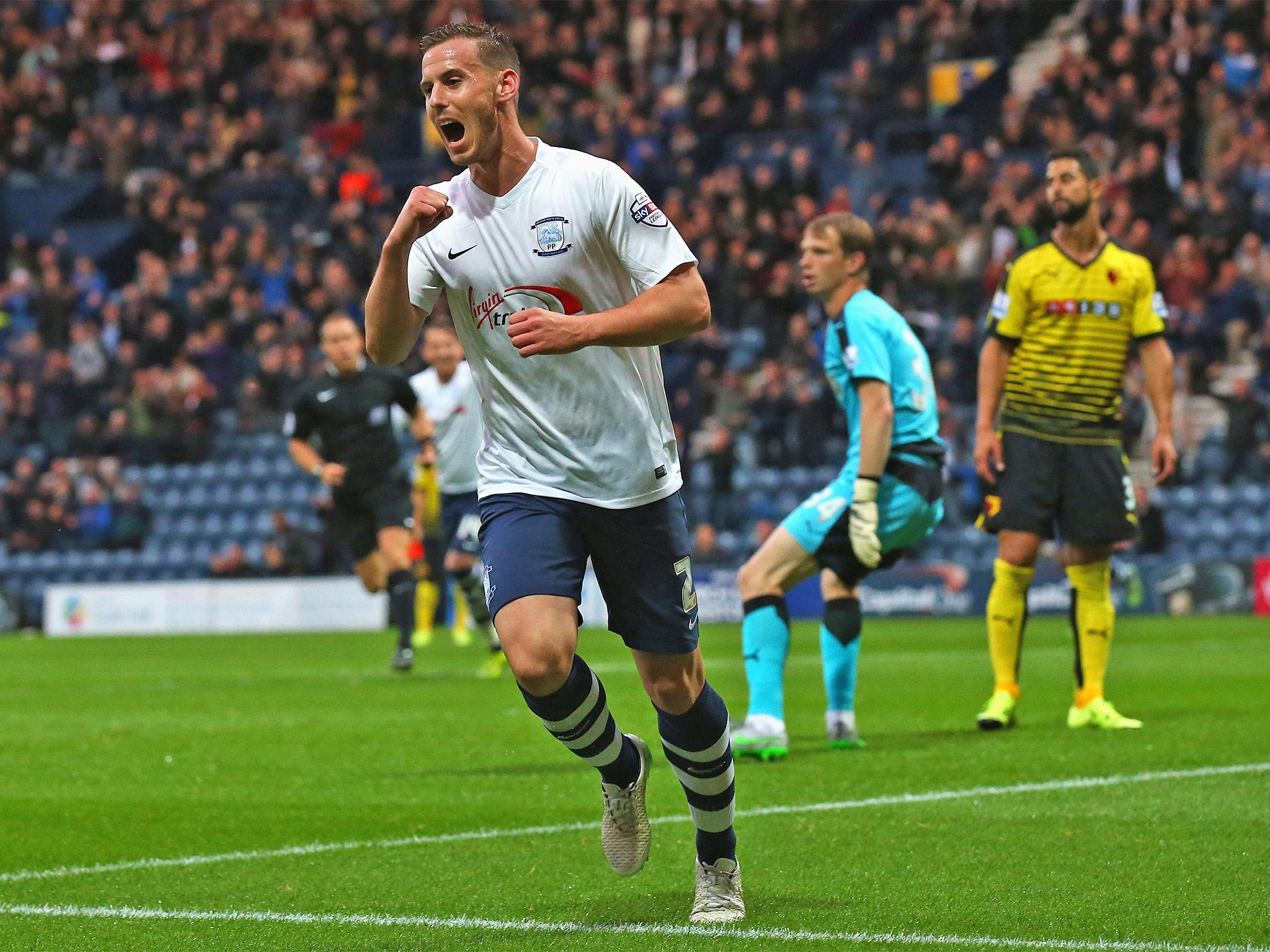 A seventh-minute goal from Marnick Vermijl earned Preston victory over Premier League Watford