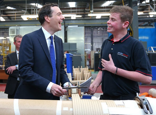 George Osborne meets with a young apprentice earlier this year