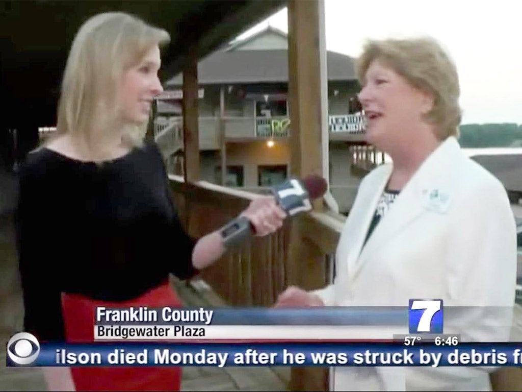 Reporter Alison Parker interviewing Vicki Gardner moments before the attack