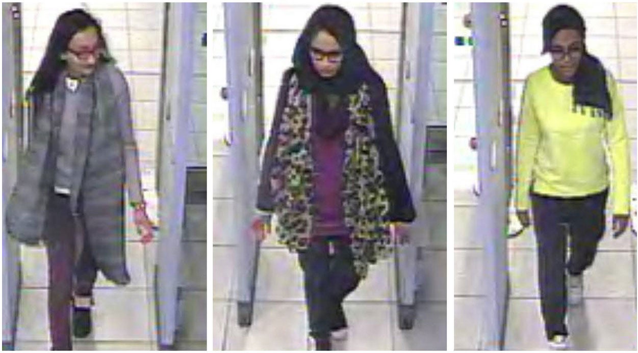 Shamima Begum, 15, Kadiza Sultana, 16, America Abase, 15, schoolgirls at Bethnal Green Academy in east London, fled to Syria in February