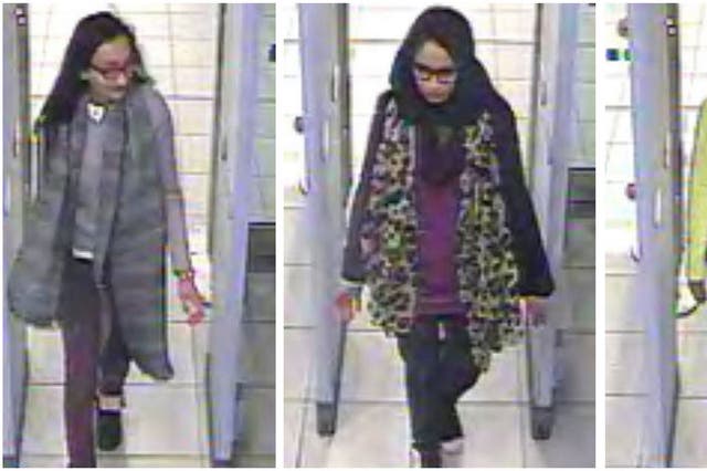 Shamima Begum, 15, Kadiza Sultana, 16, Amira Abase, 15, schoolgirls at Bethnal Green Academy in east London, fled to Syria in February 2015