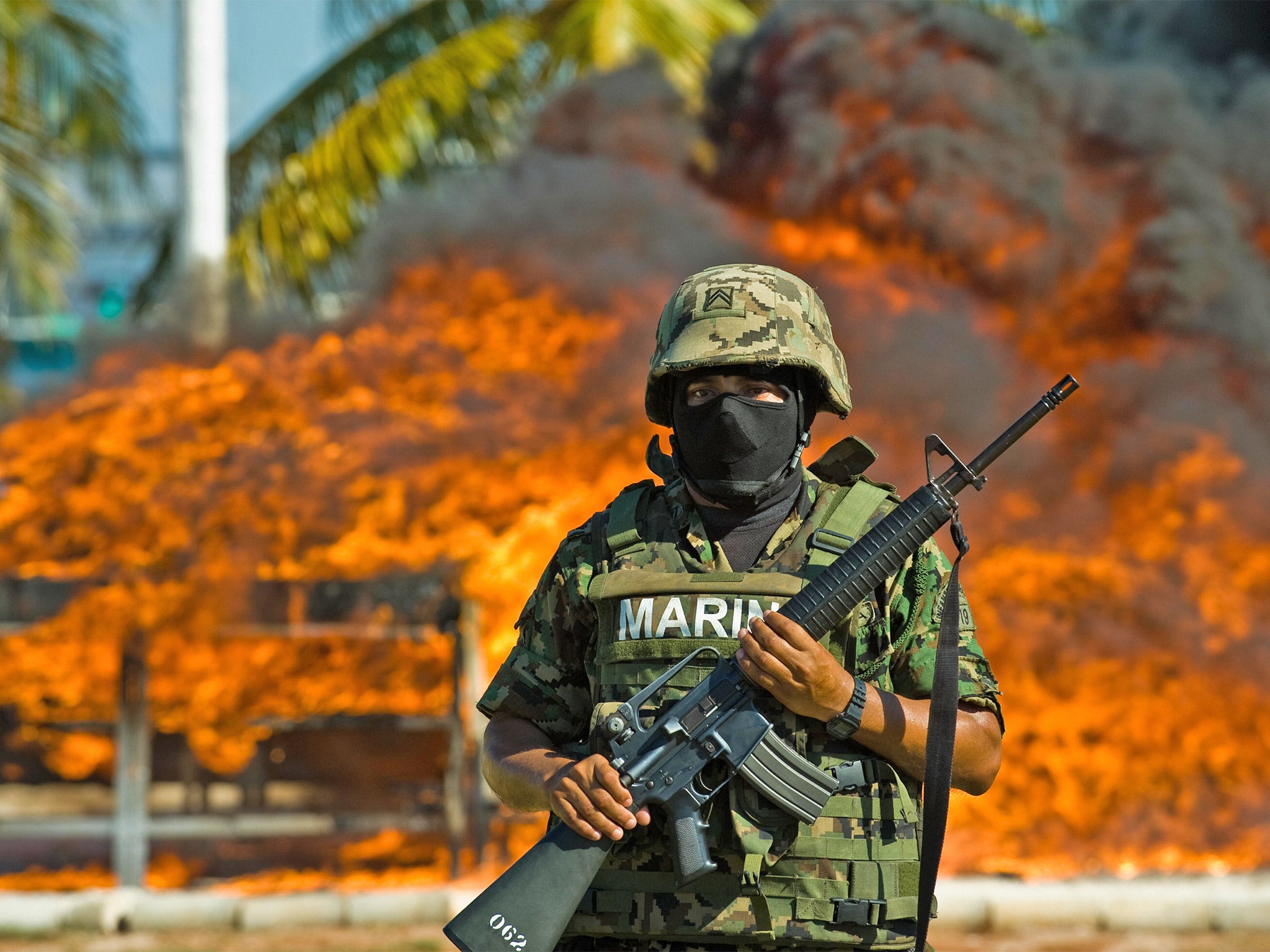 823,925 Kgs of seized cocaine are incinerated at a naval base in 2009