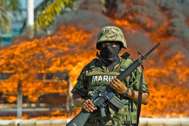 823,925 Kgs of seized cocaine are incinerated at a naval base in 2009