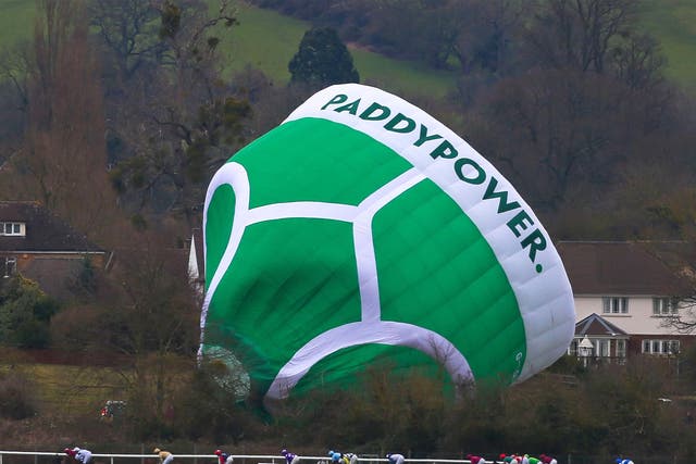 Paddy Power is well-known for eye-catching promotional stunts, such as this balloon at the Cheltenham Festival