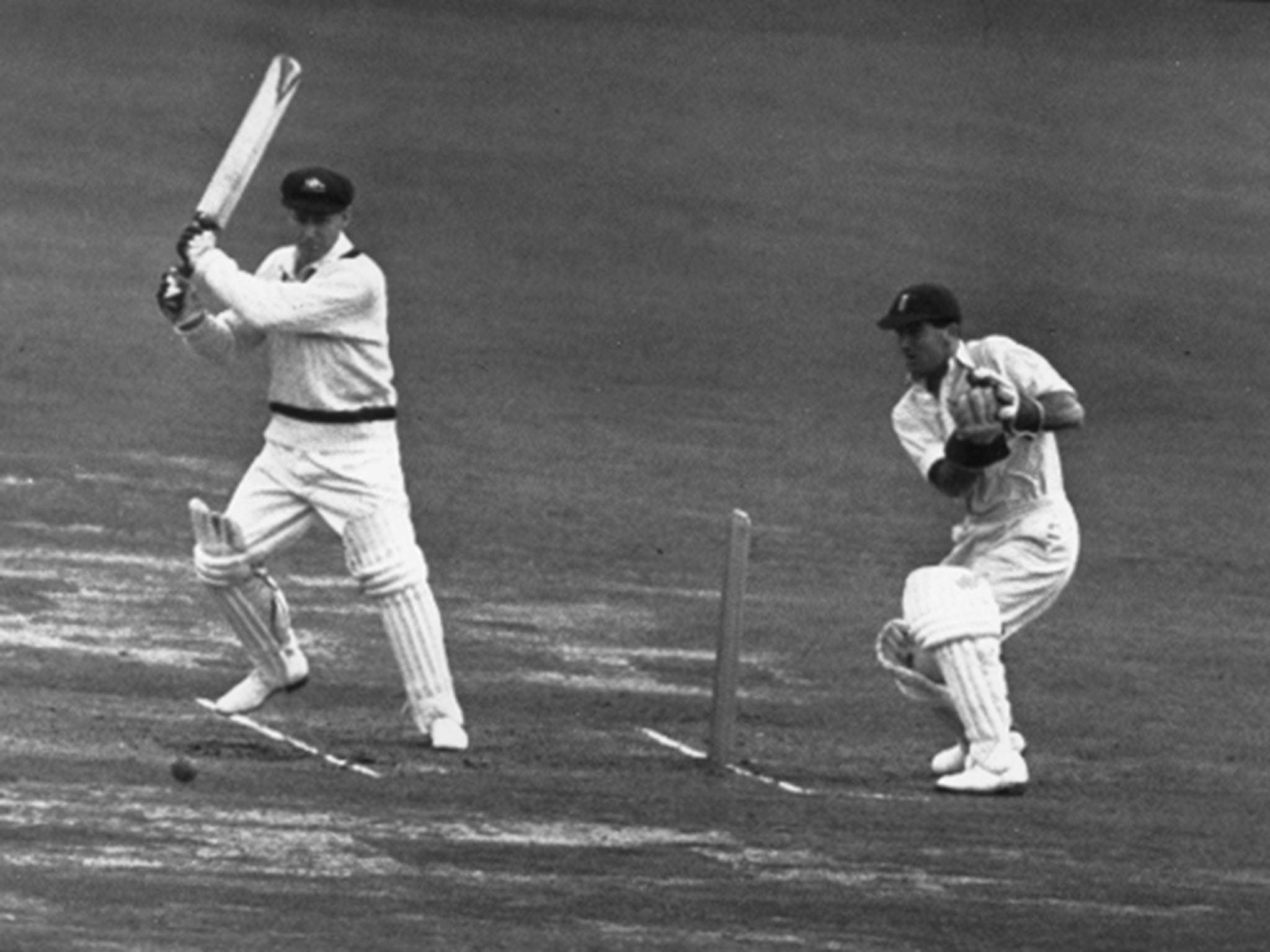 Morris in action for Australia at the Oval during the final Test of the victorious 1948 Ashes series