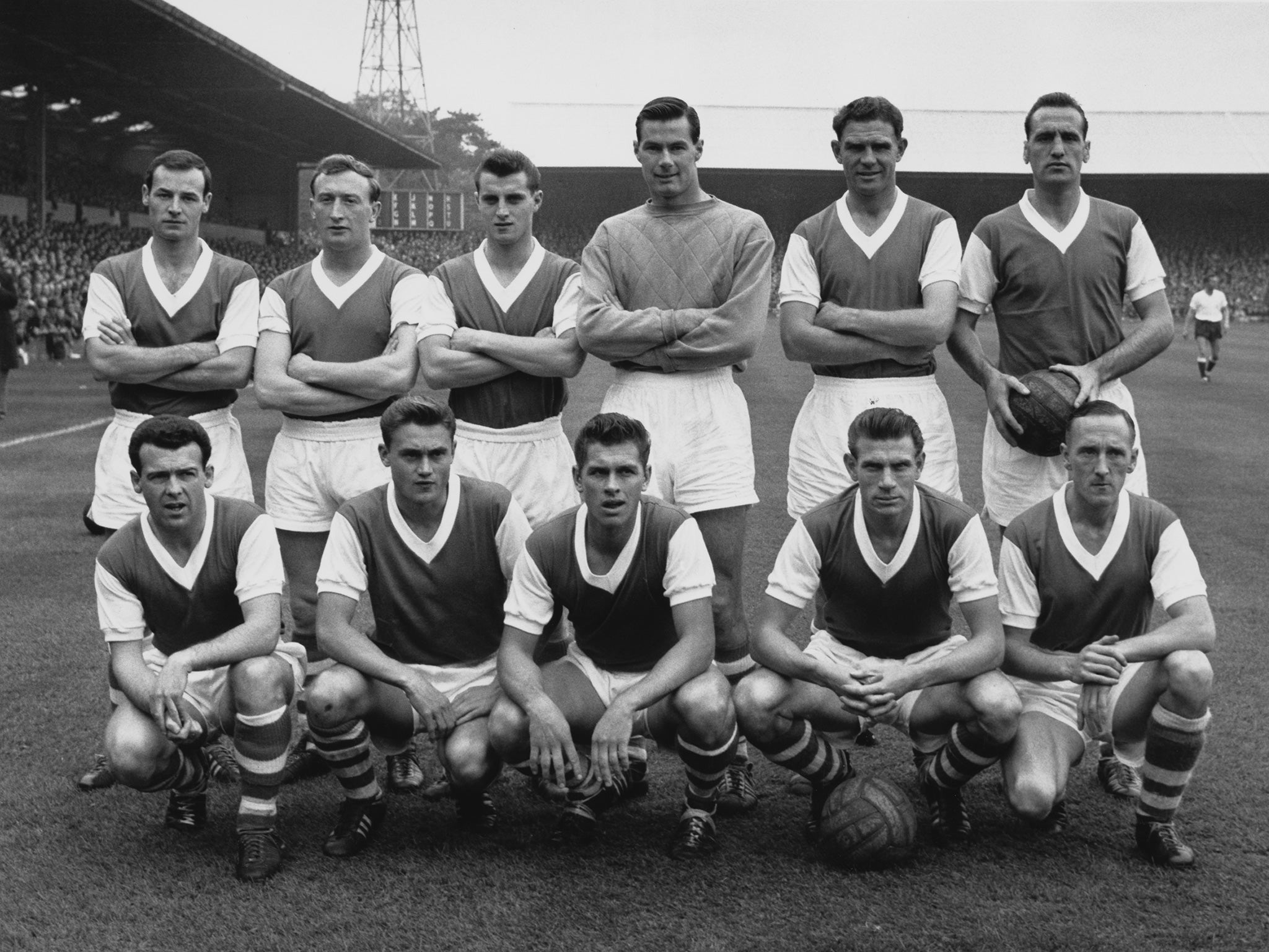 Carberry (top row, second left) in Ipswich colours in October 1961; seven months later they won the League title