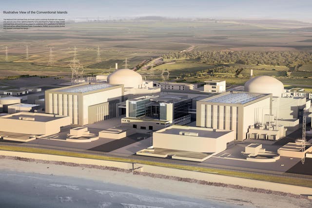 <p>An artist’s impression of Hinkley Point C, which it is envisaged will start generating in 2026 and account for 7 per cent of British consumption</p>