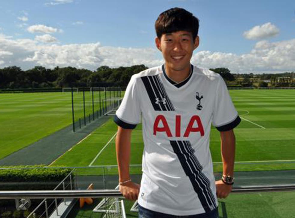 Heung-Min Son is unveiled as a Tottenham player after signing from Bayer Leverkusen