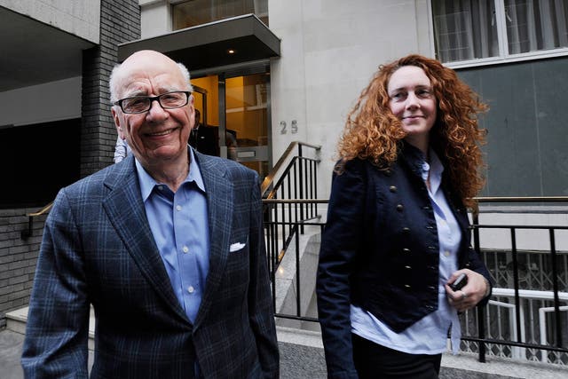 Rupert Murdoch with Rebekah Brooks, the former chief executive of News International, who was cleared of conspiring to hack phones 