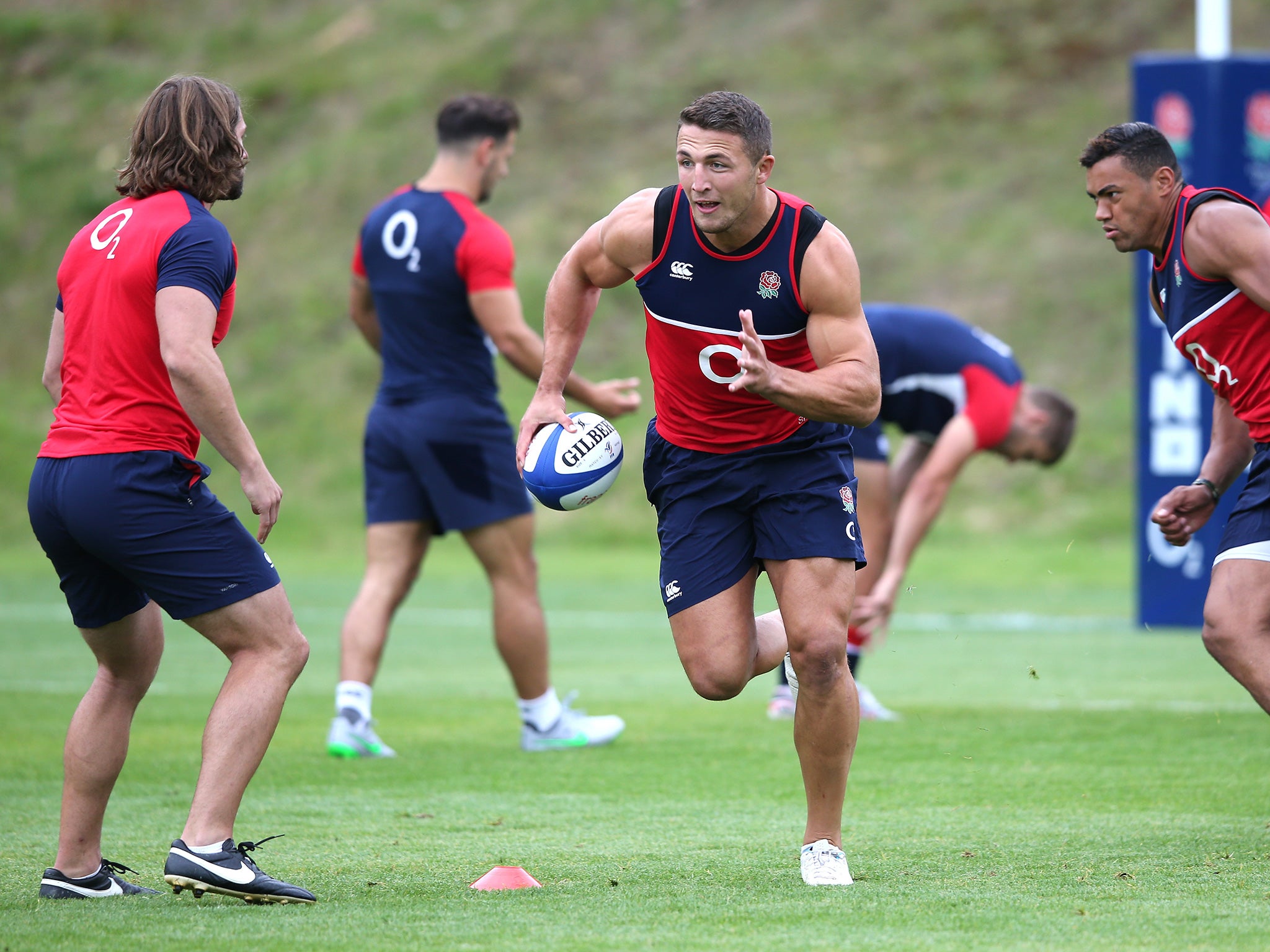 Sam Burgess in training with England