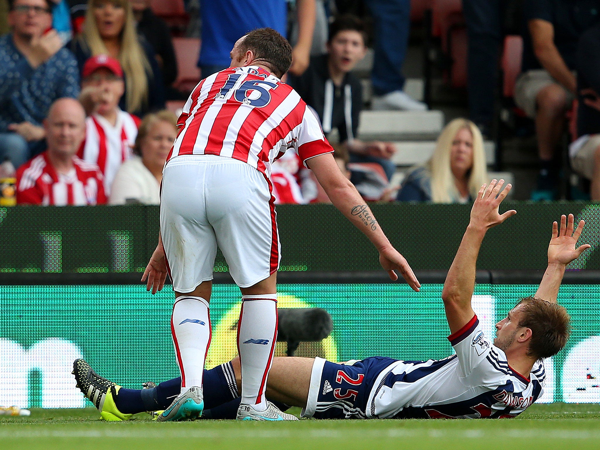 Charlie Adam was sent-off for treading on Craig Dawson