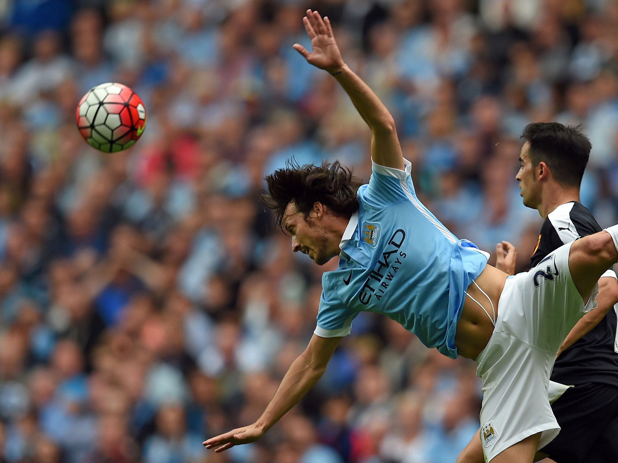 David Silva falls to the ground