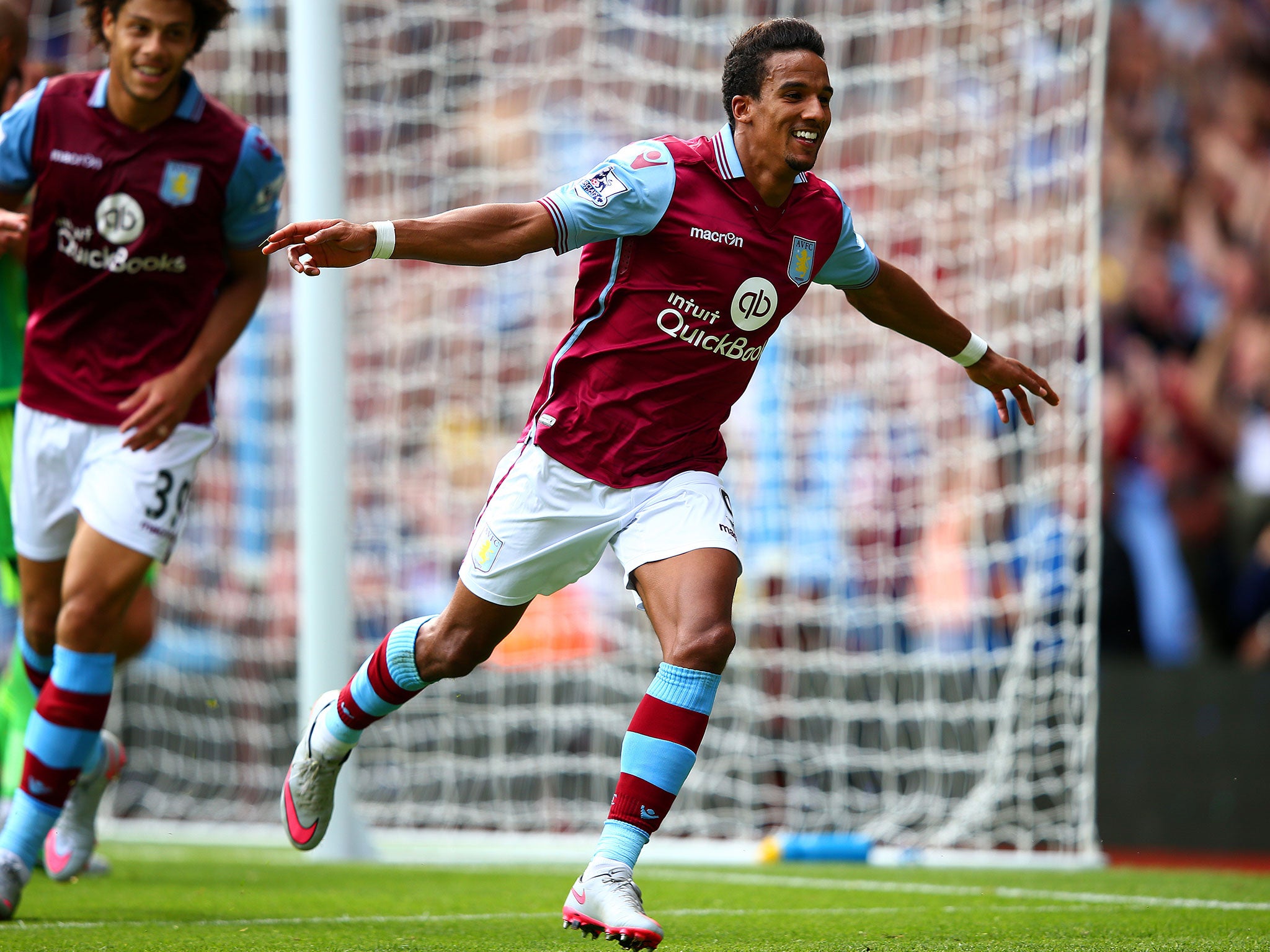 Scott Sinclair celebrates one of his two goals against Sunderland